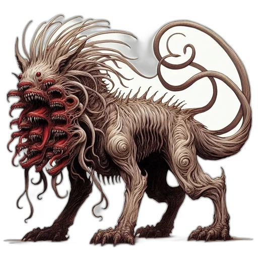 creature, animal, hair, dragon, concept art, fantasy art, 3d render, comic book art transparent PNG cut-out