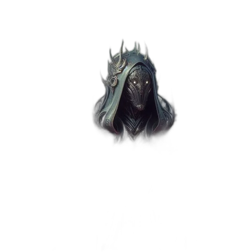 mask, creature, face, staff, concept art, fantasy art, pixel art, watercolor transparent PNG cut-out