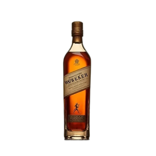 bottle, 3d render, johnnie, walker, whiskey, displayed, stand, backdrop transparent PNG cut-out