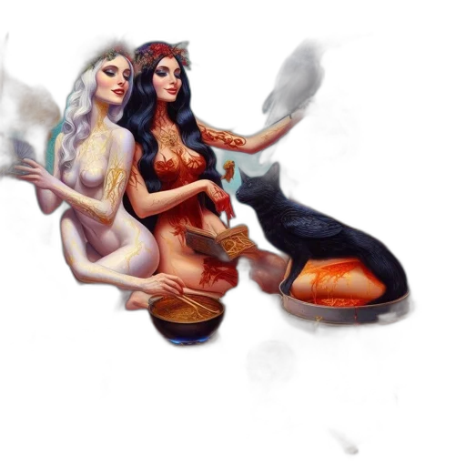 fantasy art, concept art, pixel art, comic book art, fire, underwater, snow, two transparent PNG cut-out