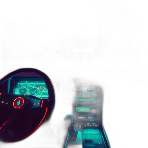 car, robot, weapon, concept art, 3d render, cyberpunk, vaporwave, outer space transparent PNG cut-out