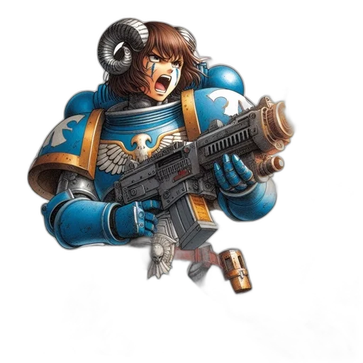 weapon, robot, concept art, 3d render, pixel art, fantasy art, blue, fierce transparent PNG cut-out