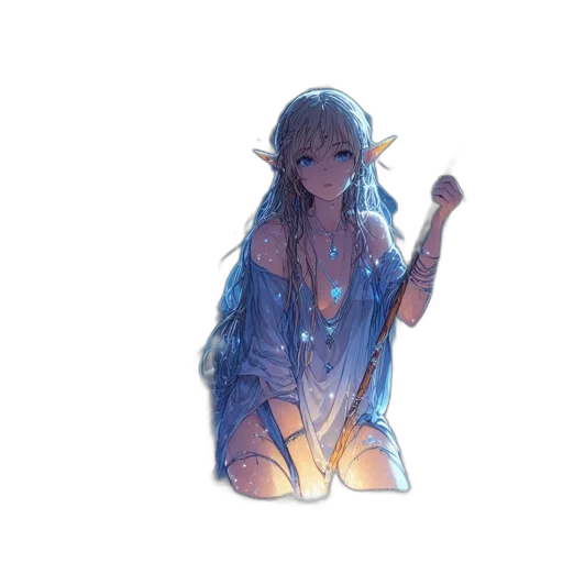 dress, staff, sword, weapon, fantasy art, concept art, pixel art, watercolor transparent PNG cut-out