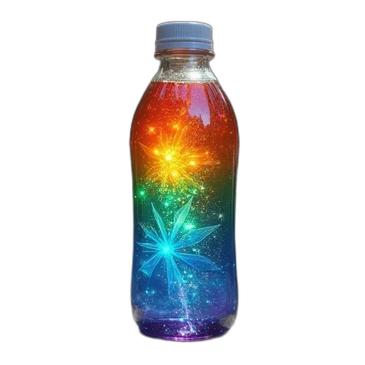 bottle, vaporwave, 3d render, outer space transparent PNG cut-out