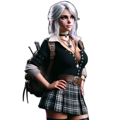 dress, staff, concept art, fantasy art, 3d render, photorealistic, monochrome, dark transparent PNG cut-out