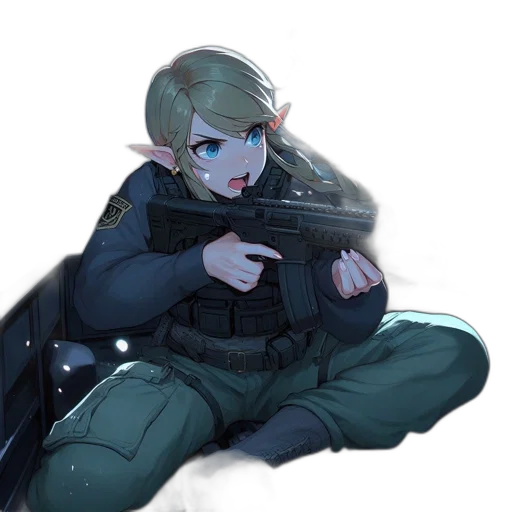 weapon, jacket, staff, mask, concept art, cyberpunk, anime, pixel art transparent PNG cut-out