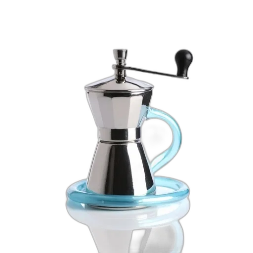 staff, robot, shiny, metallic, coffee, grinder, blue, hose transparent PNG cut-out