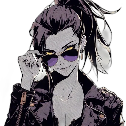 jacket, face, cyberpunk, cartoon, comic book art, anime, dark, monochrome transparent PNG cut-out