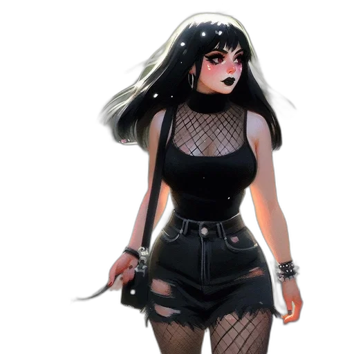 dress, weapon, staff, concept art, fantasy art, comic book art, anime, monochrome transparent PNG cut-out