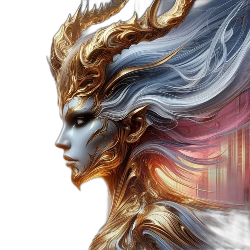 dragon, mask, crown, face, fantasy art, concept art, photorealistic, anime transparent PNG cut-out