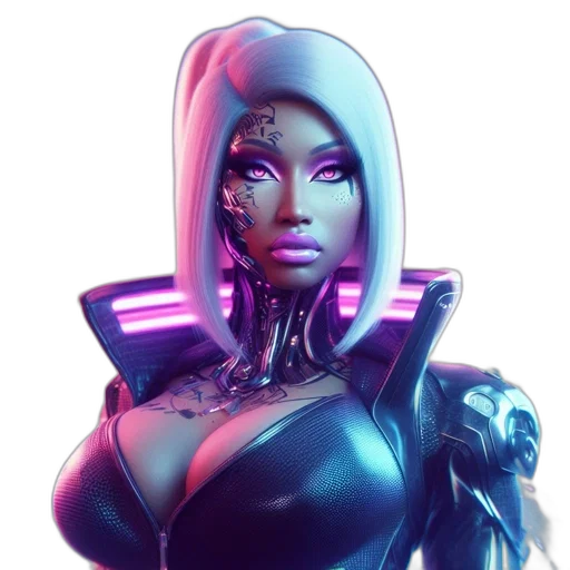 robot, face, cyberpunk, concept art, 3d render, fantasy art, neon lights, neon transparent PNG cut-out