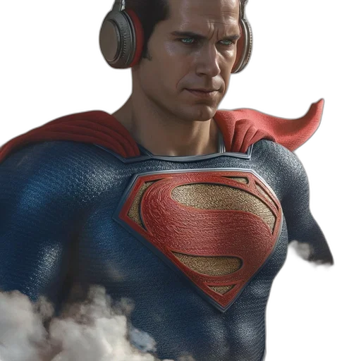 face, 3d render, concept art, comic book art, photorealistic, digitally, rendered, headphone-wearing transparent PNG cut-out