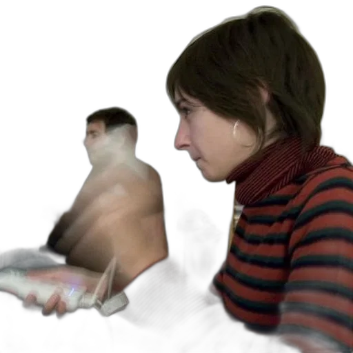 creature, 3d render, photorealistic, concept art, fog, person, striped, sweater transparent PNG cut-out