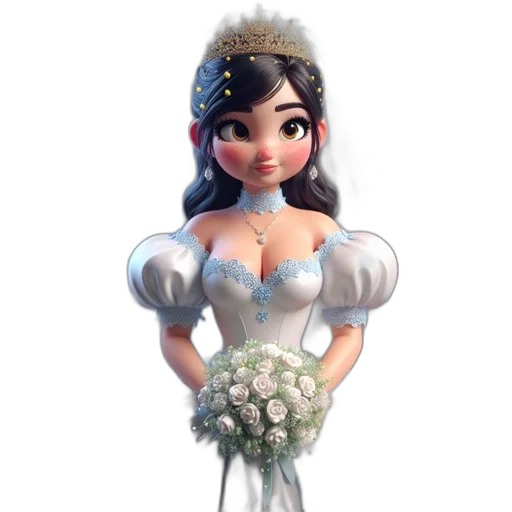 crown, dress, jewelry, 3d render, concept art, photorealistic, fantasy art, animated transparent PNG cut-out