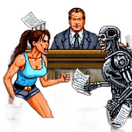 robot, comic book art, pixel art, concept art, cartoon, fire, city street, courtroom transparent PNG cut-out