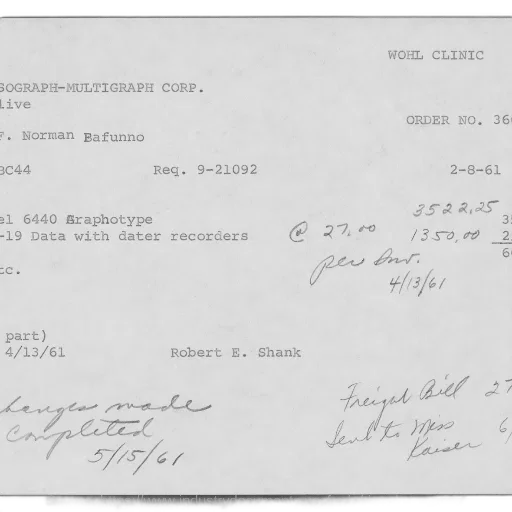 receipt, wohl, clinic, order, placed, february, 1961, number transparent PNG cut-out