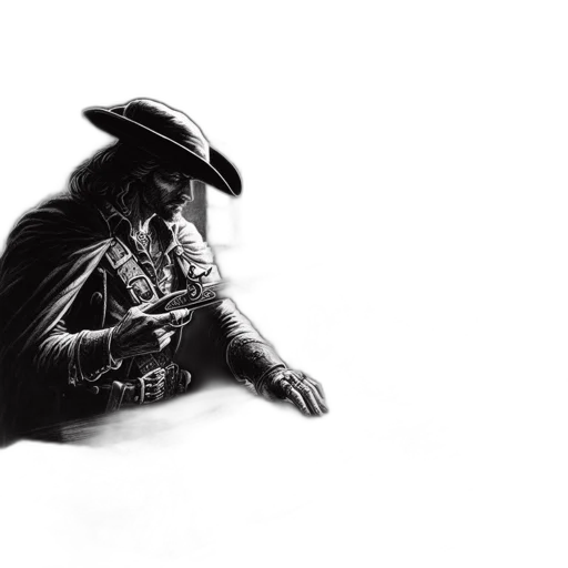 hat, jacket, animal, weapon, photorealistic, concept art, comic book art, fantasy art transparent PNG cut-out