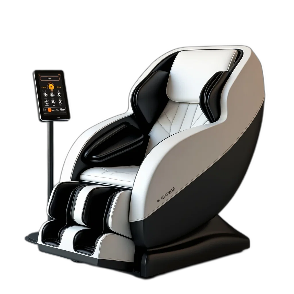 furniture, robot, 3d render, concept art, photorealistic, modern, electric, massage transparent PNG cut-out