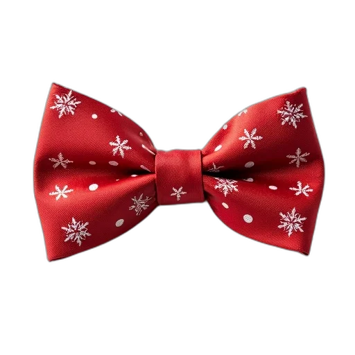 red, bow, tie, pattern, white, snowflakes, small, black transparent PNG cut-out