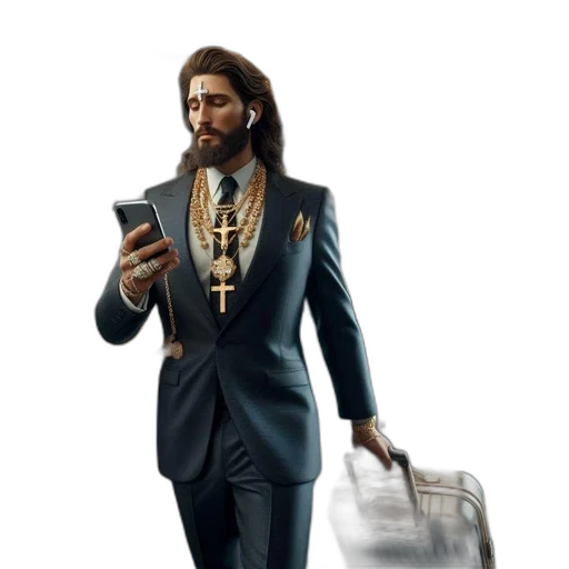concept art, photorealistic, fantasy art, 3d render, man, suit, halo, cross transparent PNG cut-out