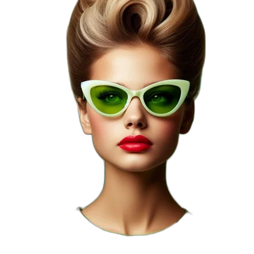 face, hair, photorealistic, cartoon, 3d render, concept art, green, neon transparent PNG cut-out