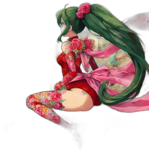 dress, concept art, fantasy art, 3d render, anime, green, animated, female transparent PNG cut-out