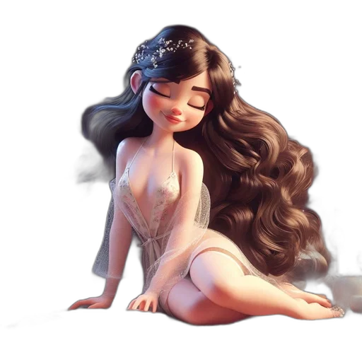hair, dress, fantasy art, concept art, photorealistic, oil painting, pastel, illustration transparent PNG cut-out