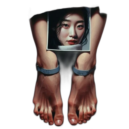 face, shoes, mask, creature, photorealistic, oil painting, concept art, vaporwave transparent PNG cut-out