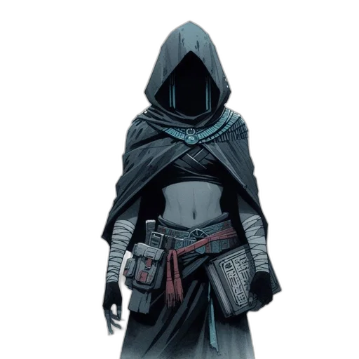 sword, jacket, mask, weapon, concept art, fantasy art, cyberpunk, comic book art transparent PNG cut-out