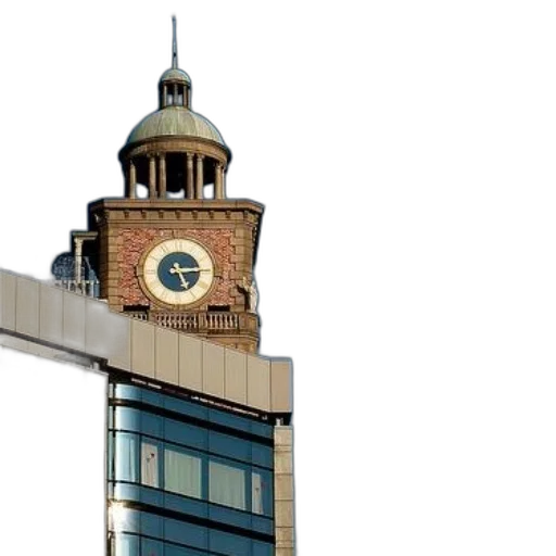 building, 3d render, photorealistic, clock, tower, dome, statue, top transparent PNG cut-out