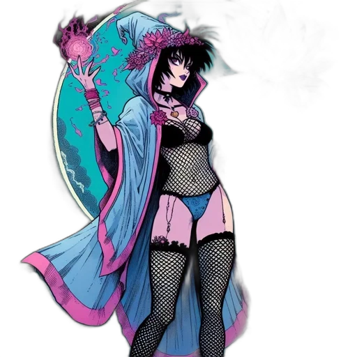 dress, concept art, fantasy art, comic book art, cyberpunk, dark, pastel, colorful transparent PNG cut-out