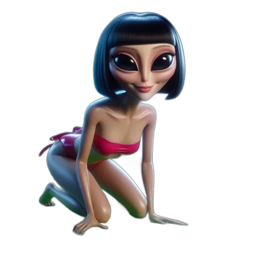 creature, dress, robot, concept art, cartoon, 3d render, animated, woman transparent PNG cut-out