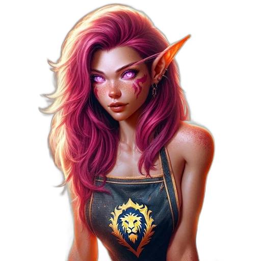 face, fantasy art, concept art, pixel art, comic book art, golden, neon, red transparent PNG cut-out