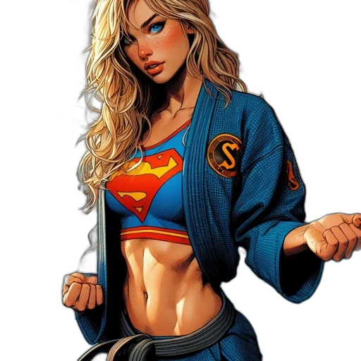 comic book art, cartoon, concept art, fantasy art, woman, blue, superman, logo transparent PNG cut-out