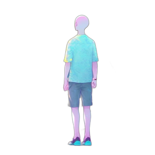 dress, creature, staff, jacket, vaporwave, pixel art, 3d render, anime transparent PNG cut-out
