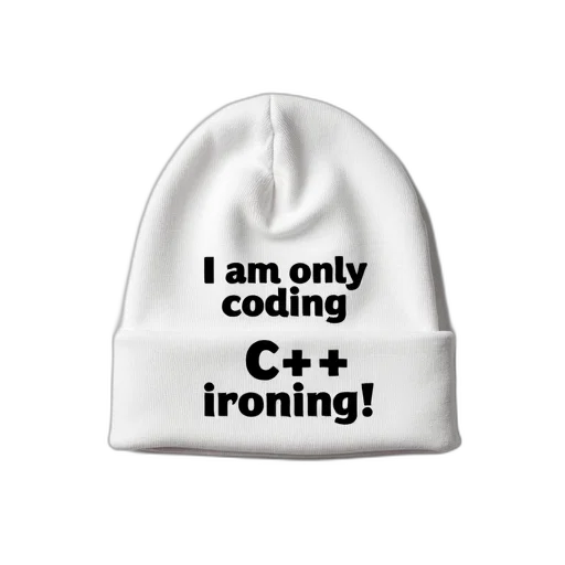 hat, crown, white, beanie, black, text, design, reads transparent PNG cut-out