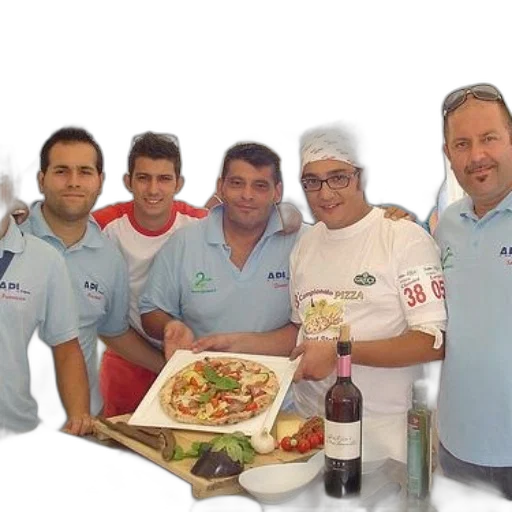 staff, food, group, men, pose, pizza, event, sponsored transparent PNG cut-out