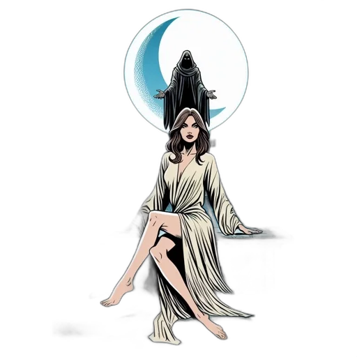 dress, concept art, fantasy art, comic book art, pixel art, outer space, night, against transparent PNG cut-out