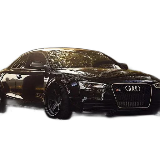 car, photorealistic, 3d render, concept art, black, audi, parked, forest transparent PNG cut-out