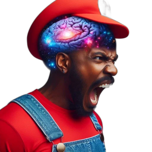 hat, face, concept art, cartoon, individual, cap, brain, motif transparent PNG cut-out