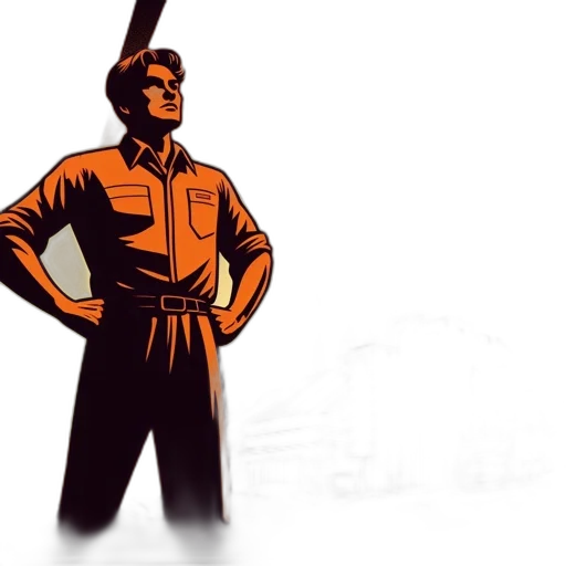 staff, jacket, comic book art, concept art, cartoon, 3d render, orange, black transparent PNG cut-out