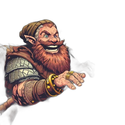 staff, fantasy art, concept art, comic book art, watercolor, jubilant, dwarf, beard transparent PNG cut-out