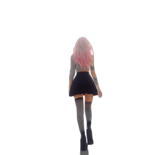 dress, hair, robot, jacket, 3d render, concept art, anime, vaporwave transparent PNG cut-out