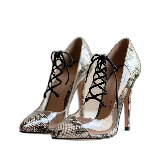 shoes, pair, transparent, high, heels, snake, skin, pattern transparent PNG cut-out