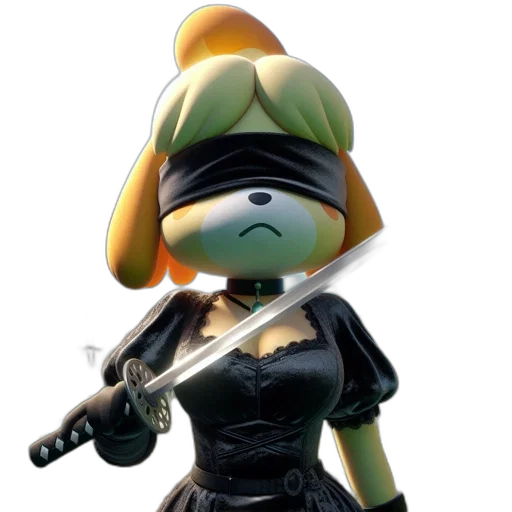 staff, weapon, concept art, 3d render, furry, blindfolded, creature, wielding transparent PNG cut-out
