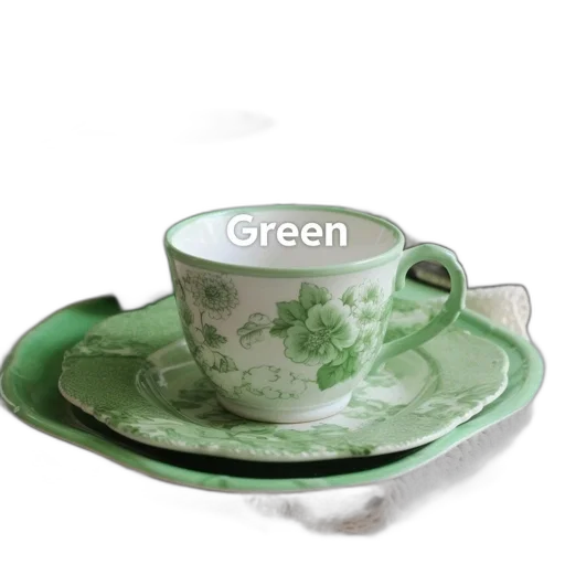 3d render, photorealistic, green, table, setting, features, collection, white transparent PNG cut-out