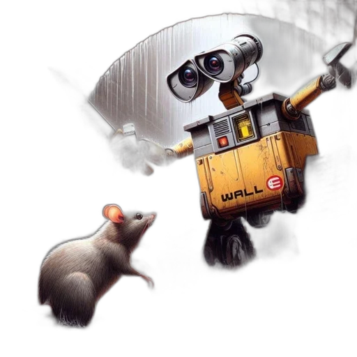 robot, concept art, 3d render, wall-e, yellow, tracked, base, confronts transparent PNG cut-out