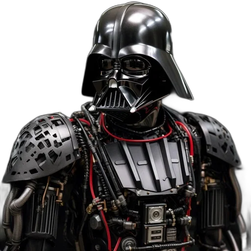 robot, 3d render, concept art, photorealistic, darth, vader, depicted, mechanical transparent PNG cut-out