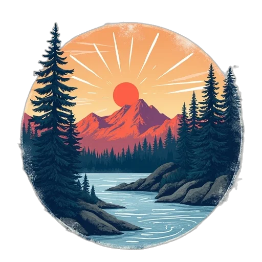 jacket, watercolor, concept art, pixel art, fantasy art, sunset, forest, fire transparent PNG cut-out