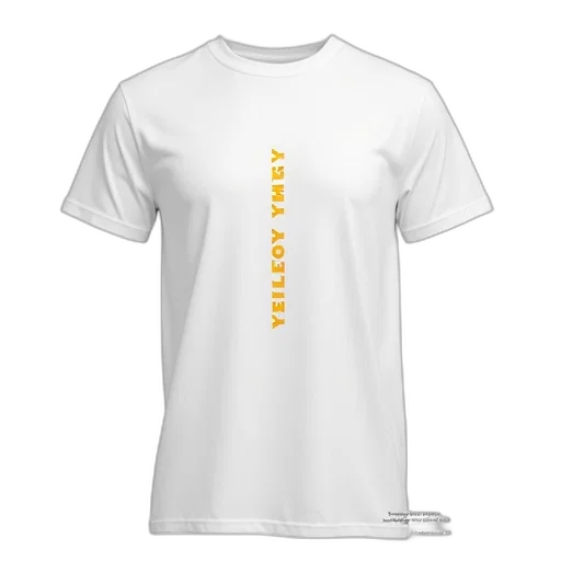 white, t-shirt, stylized, yellow, images, logo, center, has transparent PNG cut-out
